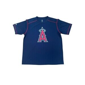LA Angels Anaheim Stitches Mens Red Blue Shirt Size XL MLB Genuine Merchandise